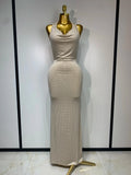 Sexy Backless Bodycon Dress Women Eegant Birthday Evening Party Dresses Luxury Formal Prom Dresses Sparkly Nightclub Vestidos Beige