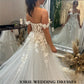Boho Wedding Dresses A Line Off The Shoulder Sweetheart Neck Bridal Dress Lace Appliques Beading Wedding Ball Gowns