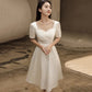 White Satin Bride Wedding Dress Elegant Slim Evening Prom Dresses for Women Summer A-LINE Wedding Photos Formal Party vestidos