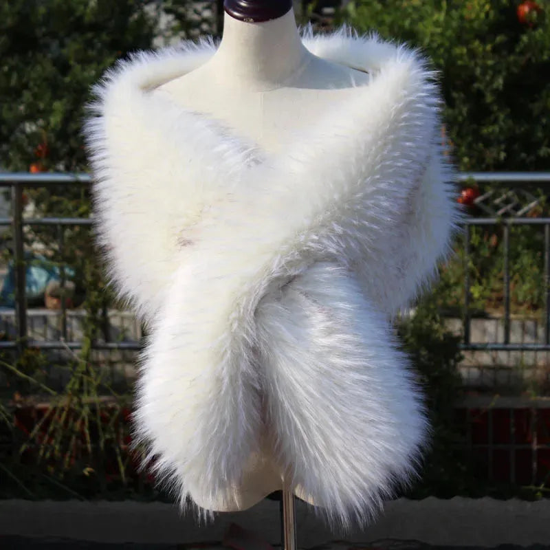 Ivory Faux Fur Bridal Wrap Shrug Bolero Cape Wedding Shawl Accessory for Women