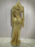 Sexy Sparkly Diamond Long Dress Two Pieces Sets Women Nightclub Party Celebrate Dance Singer Performance Costume Stage Outfit
