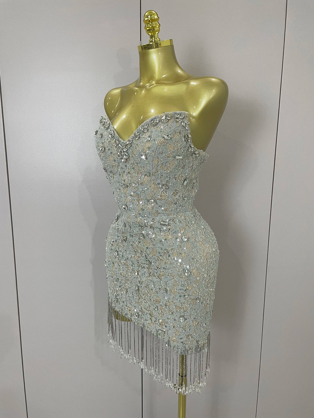 Luxury Sparkle Diamond Tassel Halter Cocktail Dress Women Elegant Evening Formal Gowns Wedding Party Dresses Stage Costumes MULTI
