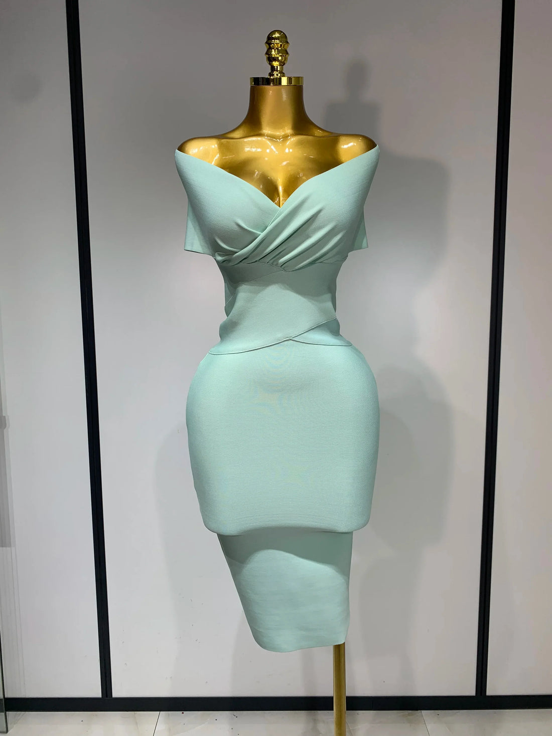 Women Bodycon Sexy Off The Shoulder Bandage Dress Club Dress Midi Celebrity Elegant Party Luxury Birthday Dress Mint