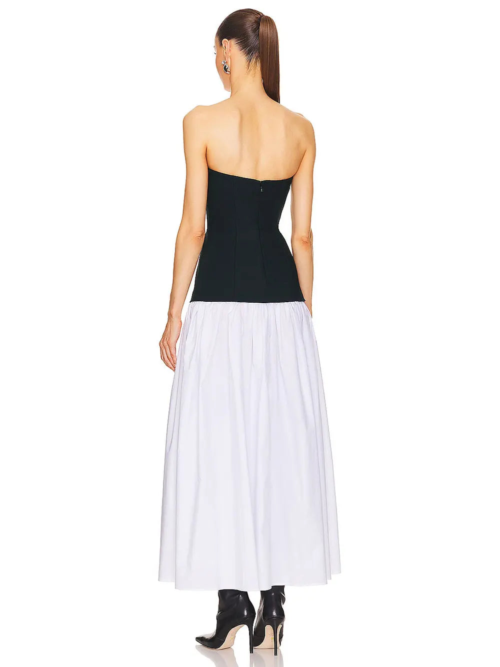 Sexy Women'S Patchwork Long Dress Strapless Sleeveless A-Line Backless Pleated Dress Cocktail Evening Club Party Vestitos