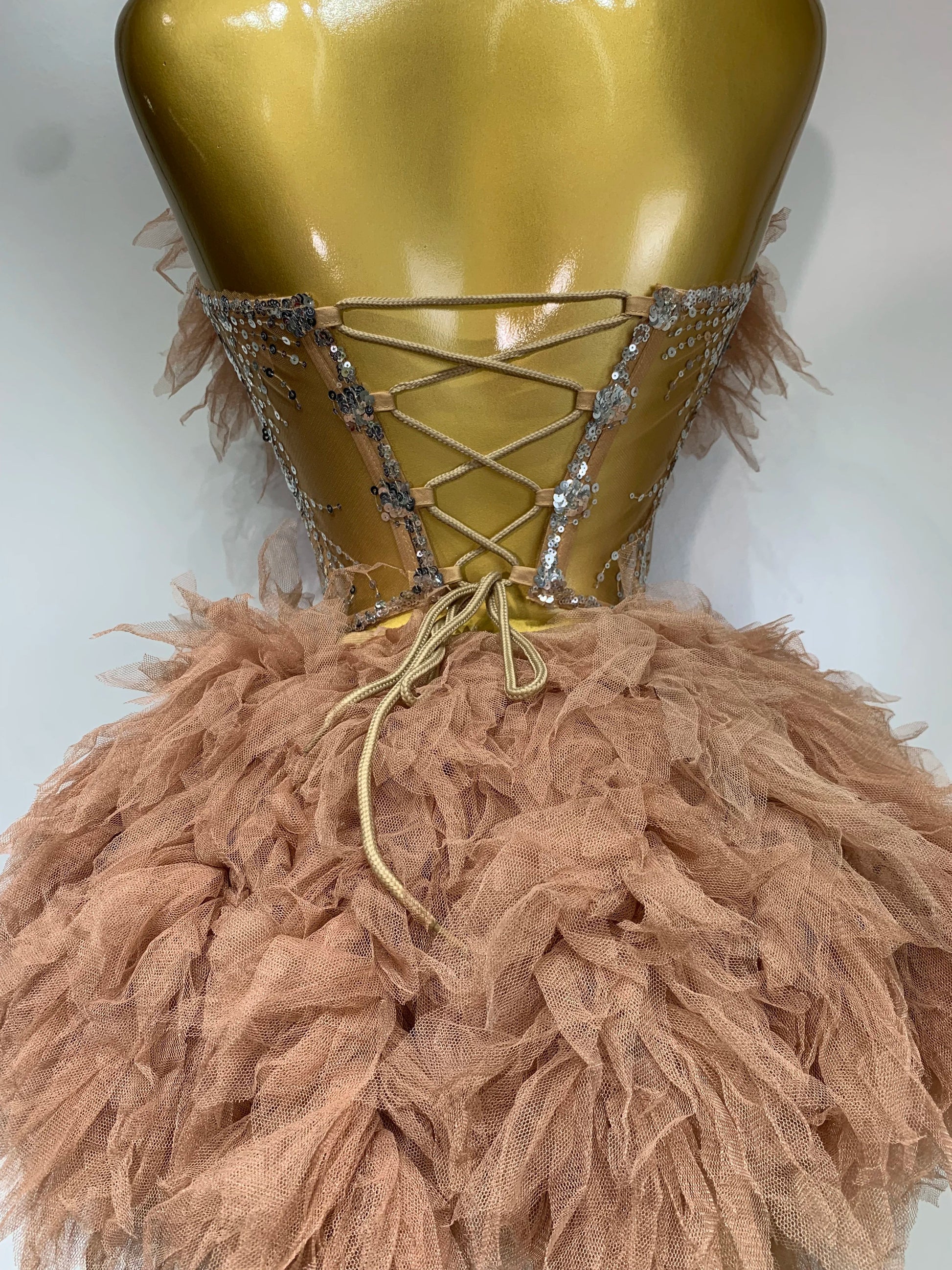 Women Sexy Strapless Mesh Two Pieces Set Celebrity Nightlcub Party Photo Shoot Outfit Prom Gown Luxury Birthday Dresses