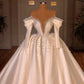 Cantik 3 in 1 mutiara gaun pengantin untuk wanita satin di luar kereta api kereta gaun pengantin putri vestido de novia