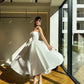 Pakaian Pesta Perkahwinan A-Line Midi Kekasih Gaun Pengantin Teh Lengan Teh Lengan Panjang Mudah untuk Wanita