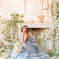 Grey Blue Ball Gown Vestidos De Noche Elegant Multilayer فساتين السهرة Handmade Strapless A-line Prom Dress