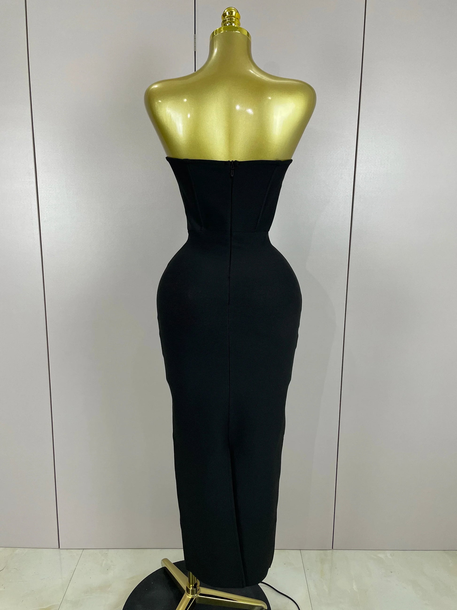 Women Sexy Strapless Sparkly Rhinestones Bodycon Bandage Long Dress Fashion Celebrate Evening Party Luxury Birthday Dresses