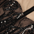 Elegant Sexy Black Sequins Pearl Lace-Sheer Long Sleeves Mermaid Dress for Formal Event Dinner Gown