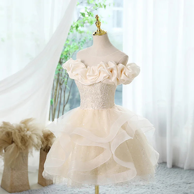 Elegant Sequin Tulle Ball Party Dress Sexy Short A Line Formal Dinner Spring Dresses for Women Birthday Wedding Dress