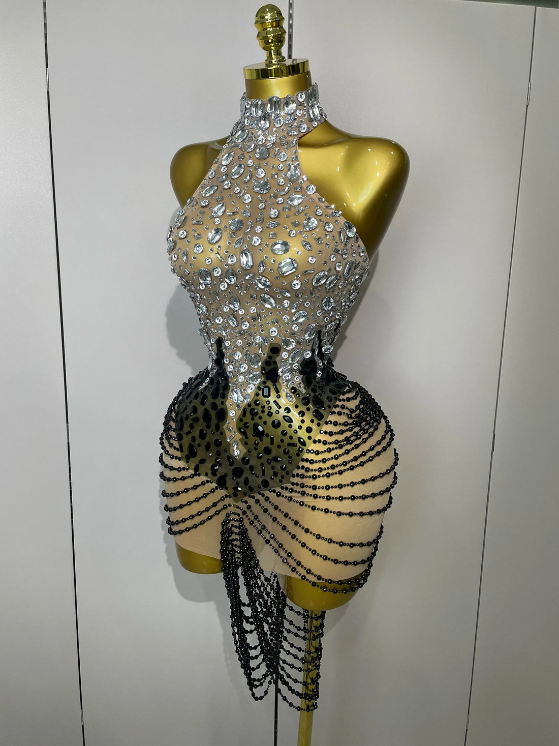 Sparkly Crystals Beading Short Dress Women Sexy Mesh Backless Evening Prom Celebrate Birthday Dress Photo Shoot Wear Silver