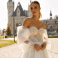 Elegant Off Shoulder Wedding Party Dresses Sweetheart Beading Tulle Bridals Gowns Sweep Train Brides Dresses for Women