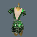 Mirrors Sequins Party Mini Spandex Mini Dress for Women Club Stage Dance Wear Party Celebrate Dress Dancer Show Lianghuanghuang
