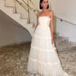 A-Line Long Wedding Party Dresses for Women Ruched Strapless Elegant Brides Party Gowns Evening Dresses Prom Gowns