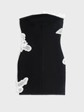 Autumn Wome Strapless Sleeveless Sexy Bandage Dress With Three-Dimensional Flower Bead Design Bodycon Backless Mini Dress