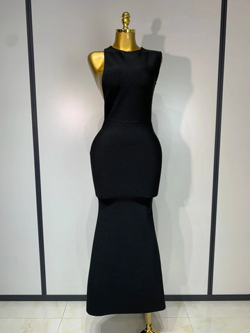 Women Sexy Backless Design Sleeveless Bodycon Bandage Dress Celebrity Elegant Evening Club Party Luxury Birthday Dresses black