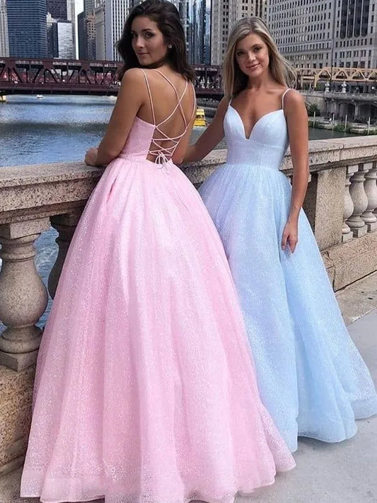 Long Evening Dresses Elegant Glitter Bling Formal Party Prom Gowns Sweetheart Spaghetti Strap Sleeveless Backless Women
