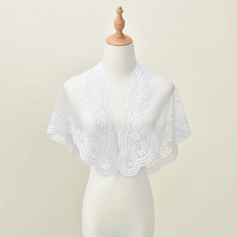 Black Lace Mantilla Veil For Church Spanish Head Covering Shawl For Women White Catholic Chapels Veils For Wedding Bridal Veils