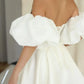 Short Wedding Dresses for Bride Satin Removable Puffy Short Sleeves Ball Gown Bridal Dresses Simple