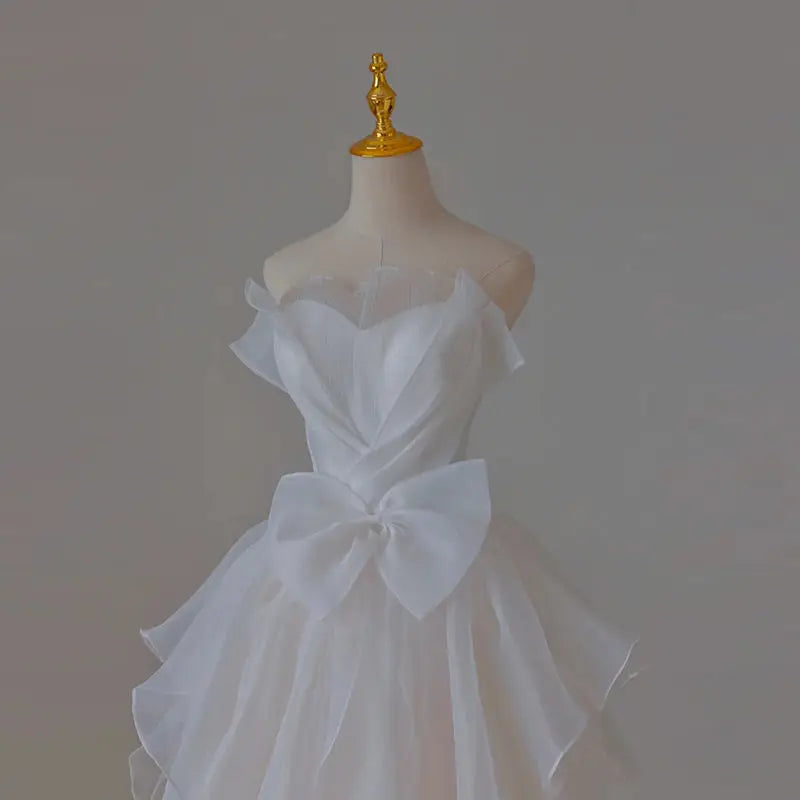 Vestidos de novia blancos de lujo franceses para novia, vestido largo elegante y Sexy sin tirantes, vestido de fiesta de graduación, vestidos de hadas