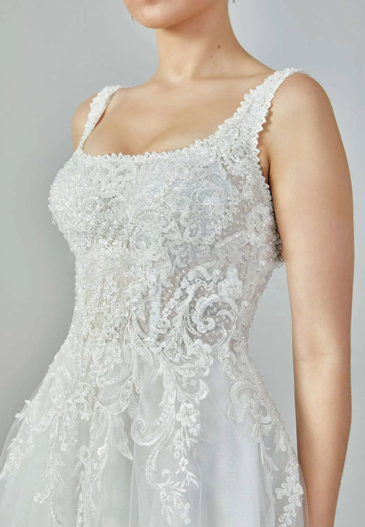 Applique in pizzo su misura su misura a una linea abiti da sposa corsetto posteriore formale coltivato vestido de noival