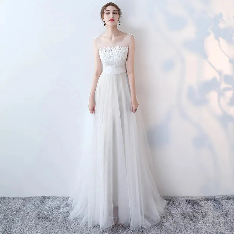 White Chiffon Lace Bride Wedding Party Maxi Dresses for Women Summer Sexy Elegant Slim Bridesmaid Evening Guest Long Dress White Floor length | cn
