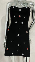 Shining Colorful Diamonds Strapless Black Bandage Mini Dress Fashion Woman Party Vestido Celebrity Birthday Outfit