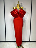 Women Sexy Off the Shoulder Crystal Halter Bodycon Long Bandage Dress Celebrate Evening Party Cocktail Luxury Birthday Dresses Red