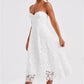 White Strapless Prom Dresses Water-soluble Lace A-line vestidos de noche Elegant Sleeveless Ankle-Length Formal Evening