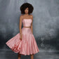 Pink Prom Dresses Taffeta Two Pieces Knee Length Spaghetti Strap A Line Formal Party Evening Gowns Formal Occasion Dresses