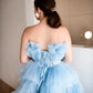 Dream Blue Layered Tulle Prom Dresses Extra Long Train Ball Gown Bridal Shower Dress Wedding Photoshoot Gown فساتين مناسبة رسمية