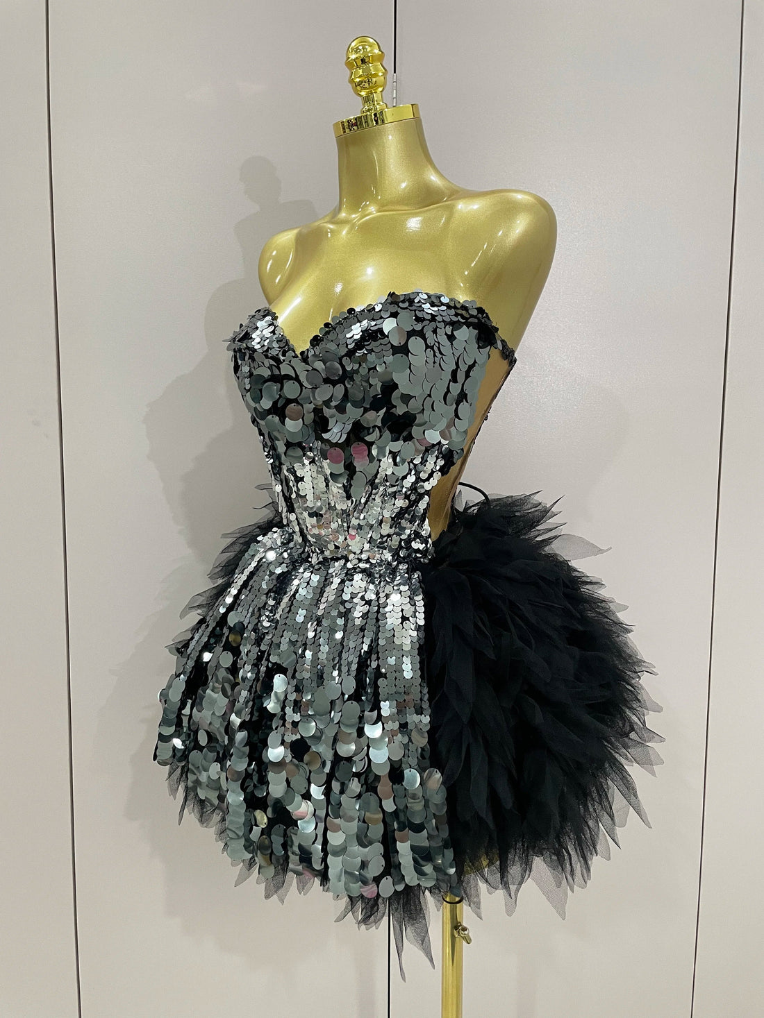 Sparkly Black Sequins Two Pieces Set Women Party Evening Prom Celebrate Birthday Dress Nightclub Photo Shoot Stage Costume MULTI