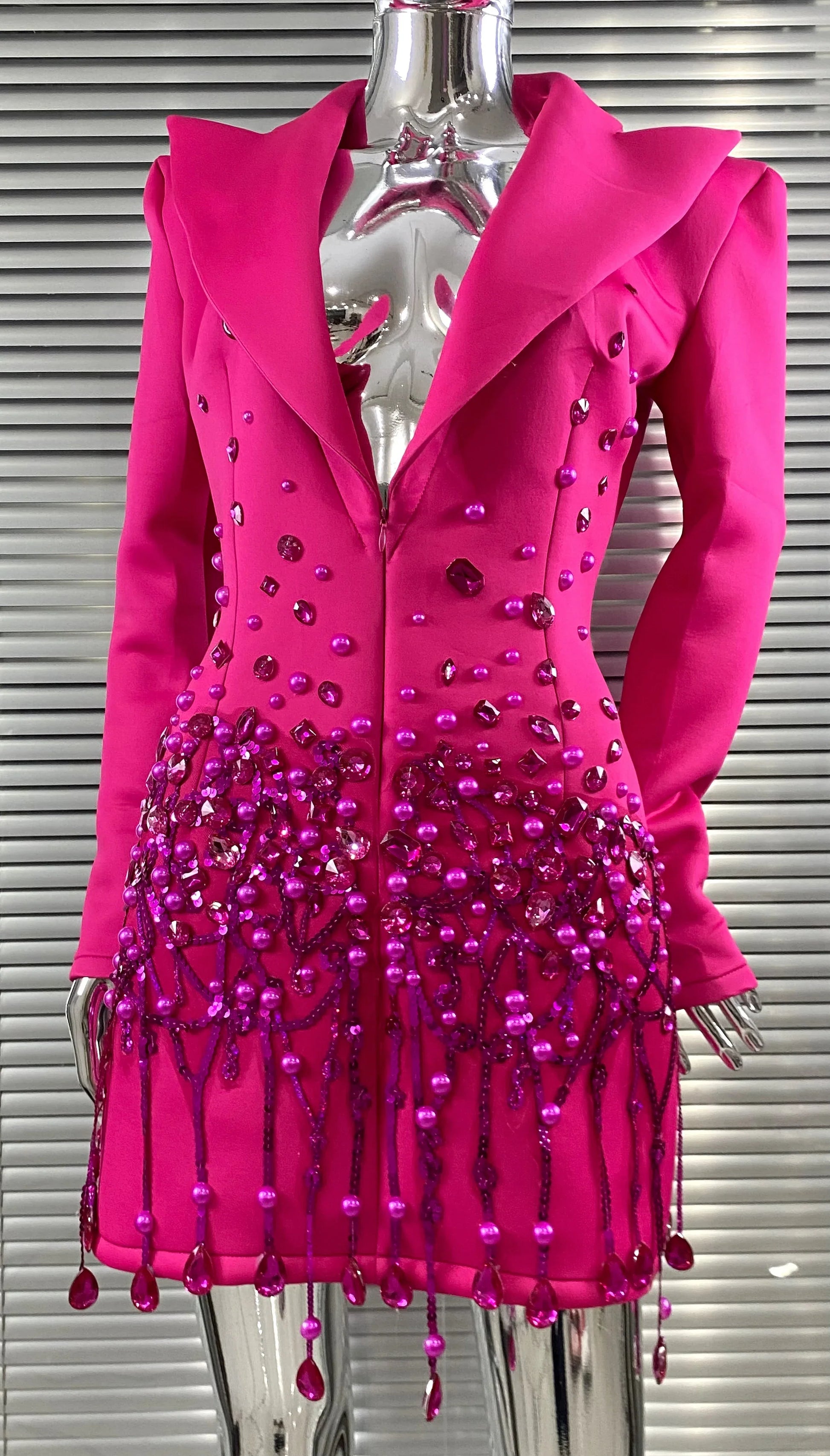 Luxury Diamonds Shining Sequins Deep V-Neck Mini Suit Dress Fashion Woman Birthday Party Dress Stage Performance Costume