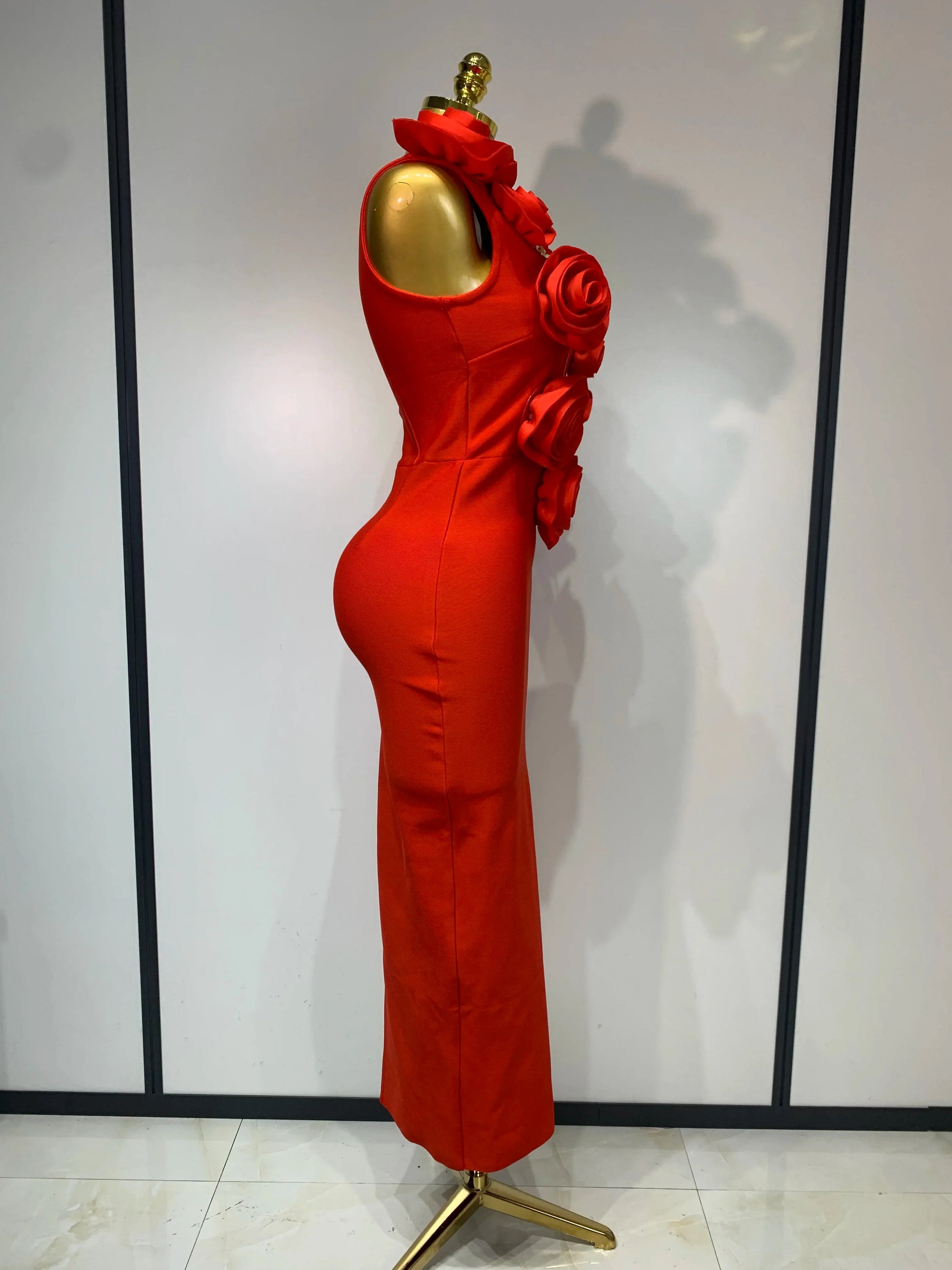 Fashion 3D Flower Sleeveless Bodycon Bandage Dress Women Celebrity Elegant Party Club Luxury Birthday Dress Vestidos