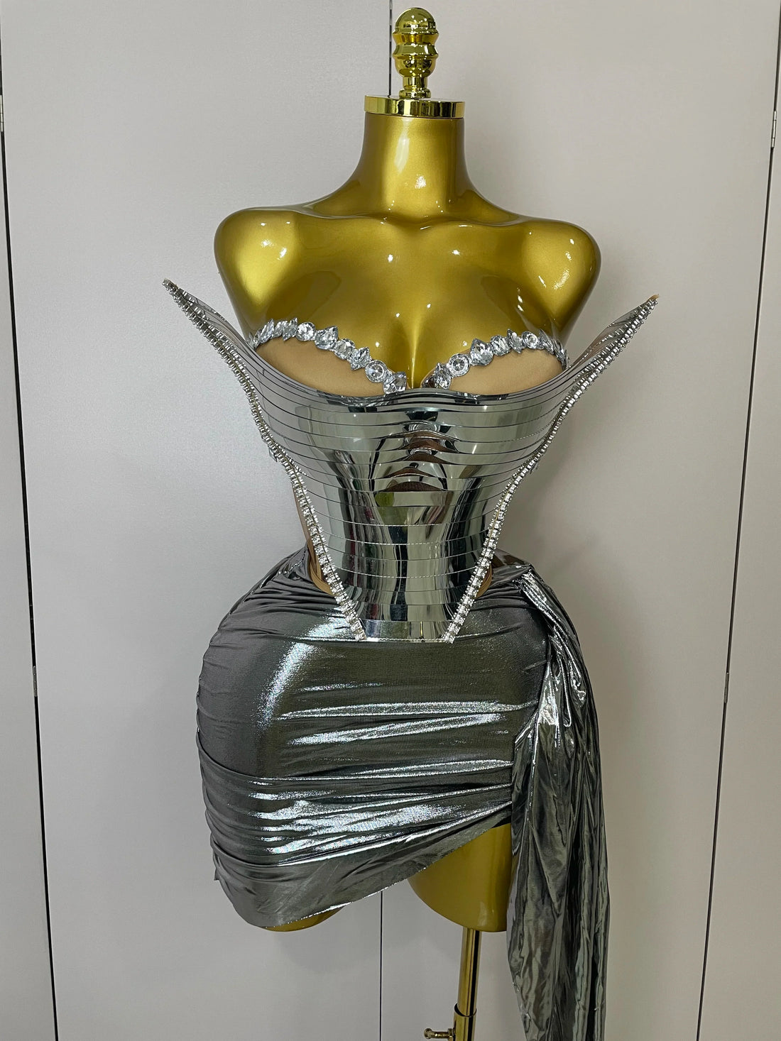 Sparkly Gold Sequin Sexy Top Two Pieces Set Women Celebrate Party Birthday NightClub Performance Dancer Show Stage Outfit Silver