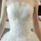 Luxury White Embroidered Lace Trailinng Bride Wedding Dress Women Elegant Sexy Strapless Beading Evening Prom Long Party Dress