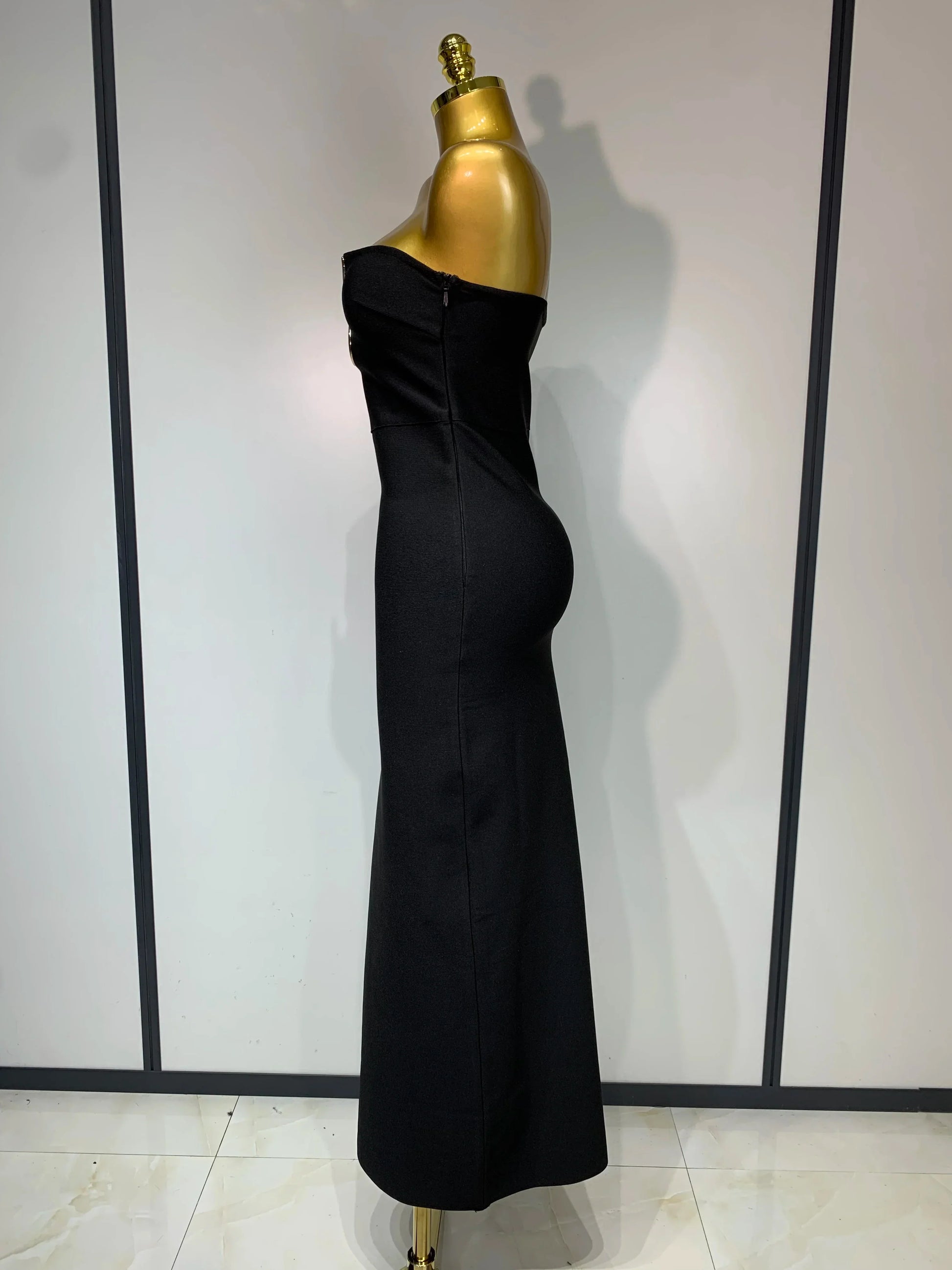 Luxury Birthday Celebrity Sexy Strapless Backless Maxi Long Bodycon Bandage Dress Women Elegant Evening Club Party Outfit