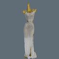 Elegant Crystal Party Evening Gown Cocktail Long Dress Dinner Gown Women Costume Sexy Sparkly Rhinestone Club Party Dress Xigua WHITE One Size