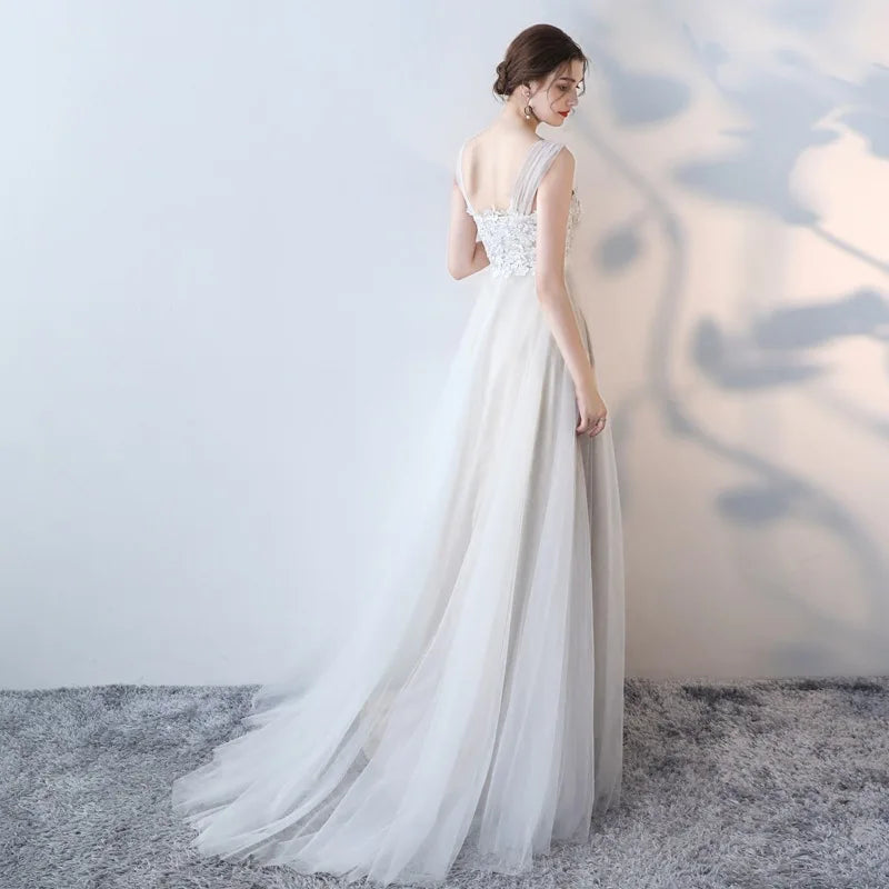 Robe longue de soirée de mariage en mousseline de soie et dentelle blanche, tenue Maxi pour femmes, Sexy, élégante, Slim, demoiselle d'honneur, robe longue d'invitées, été