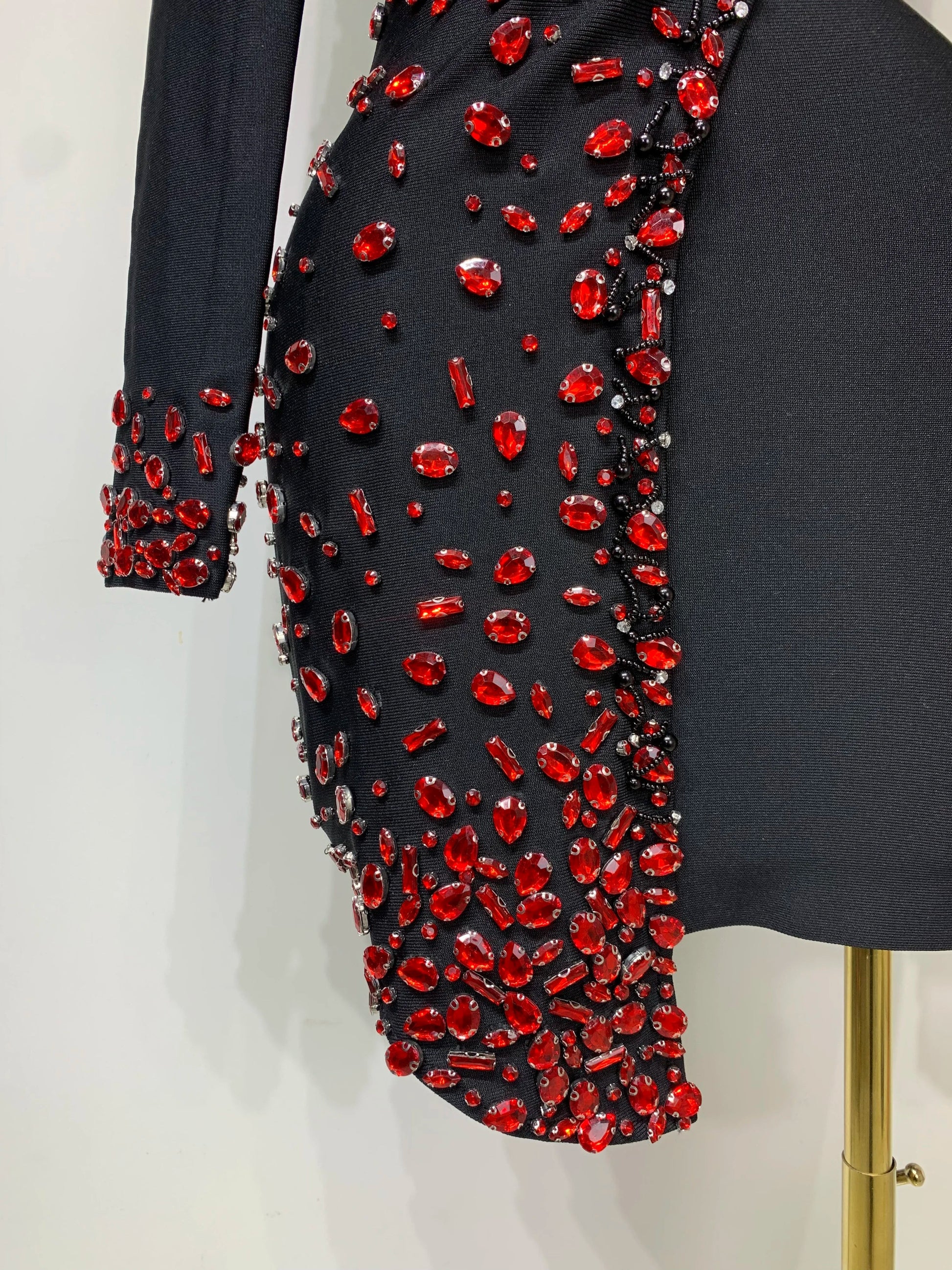 Luxury Birthday Women Celebrity Sexy Long Sleeve V Neck Rhinestone Black Bandage Dress Elegant Evening Club Party Dresses