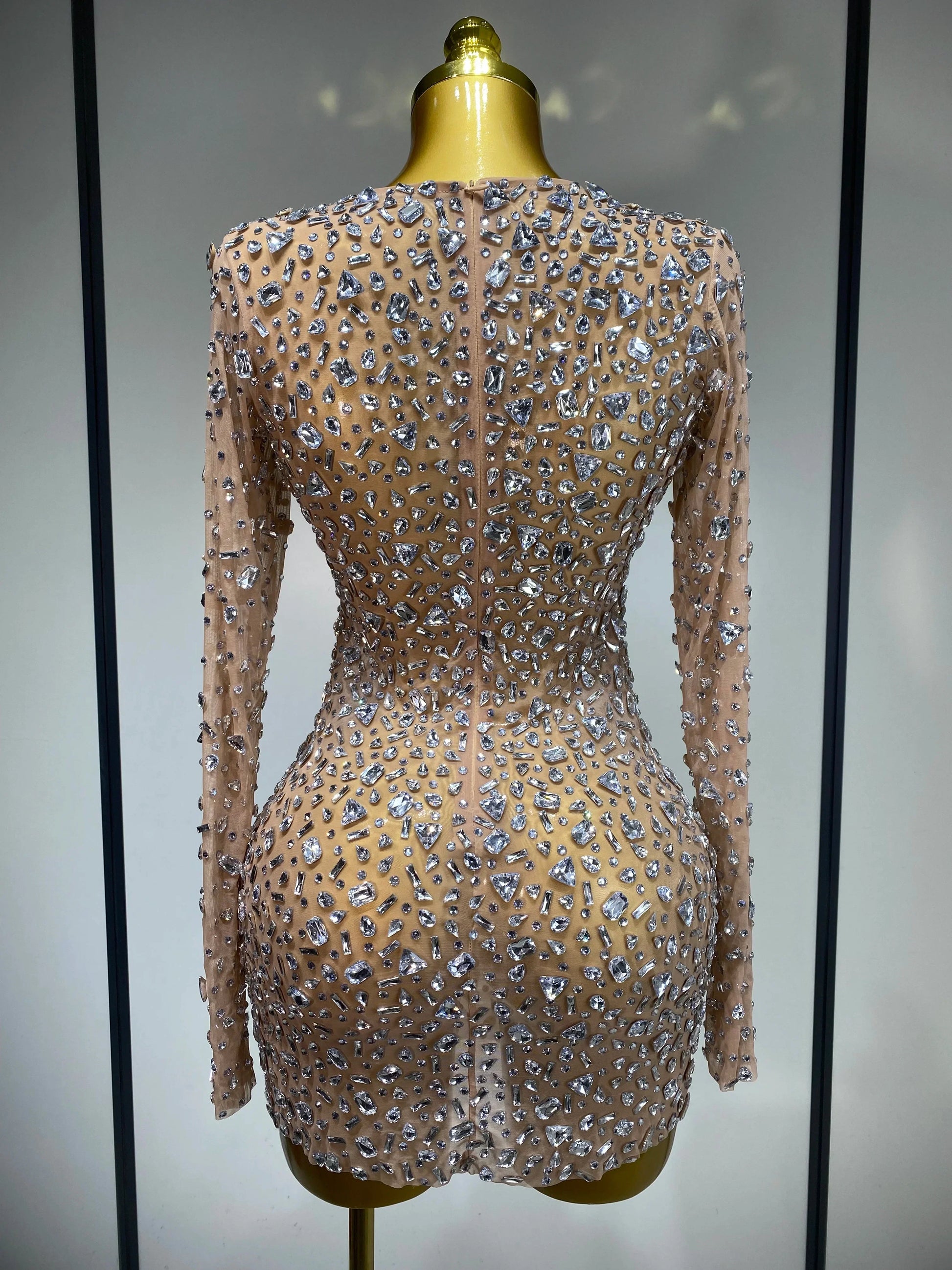 Sparkling Diamond Elegant Party Short Dress Celebrity Evening Party Prom Dress Nightclub Stage Outfit Luxury Birthday Dress