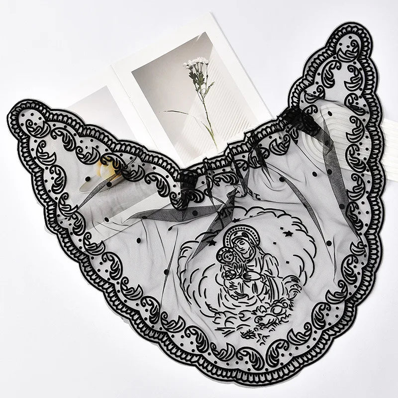 Black Lace Mantilla Veil For Church Spanish Head Covering Shawl For Women White Catholic Chapels Veils For Wedding Bridal Veils