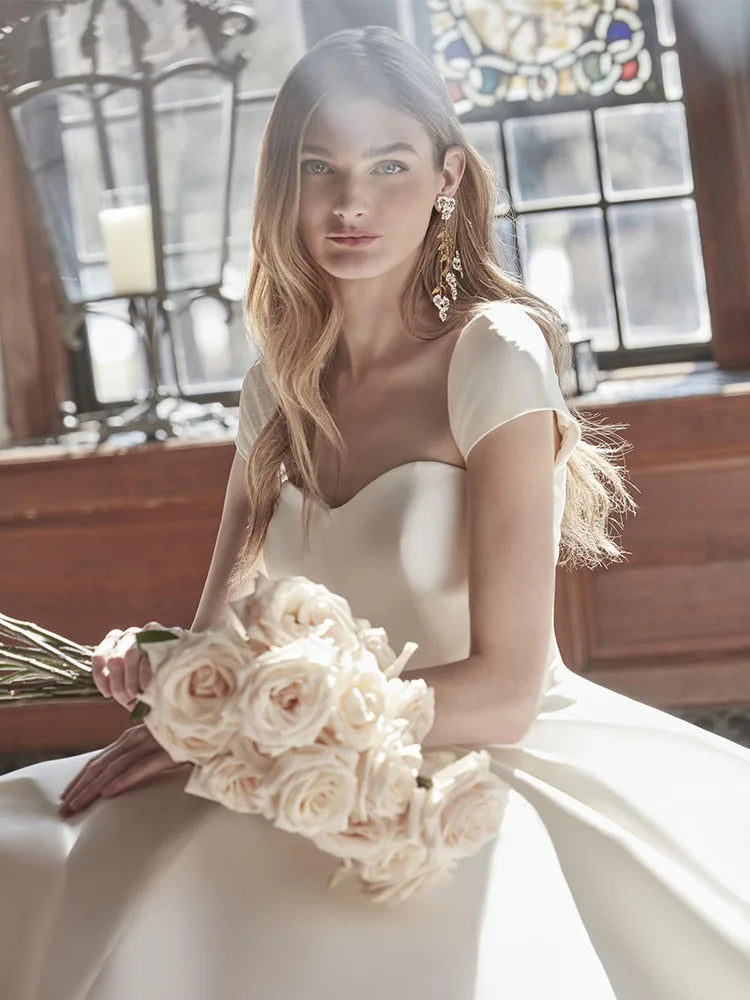 Vestido de noiva de cetim branco francês branco francês, vestido de baile sem alças, vestido de baile de noite vestidos de festas de verão feminino