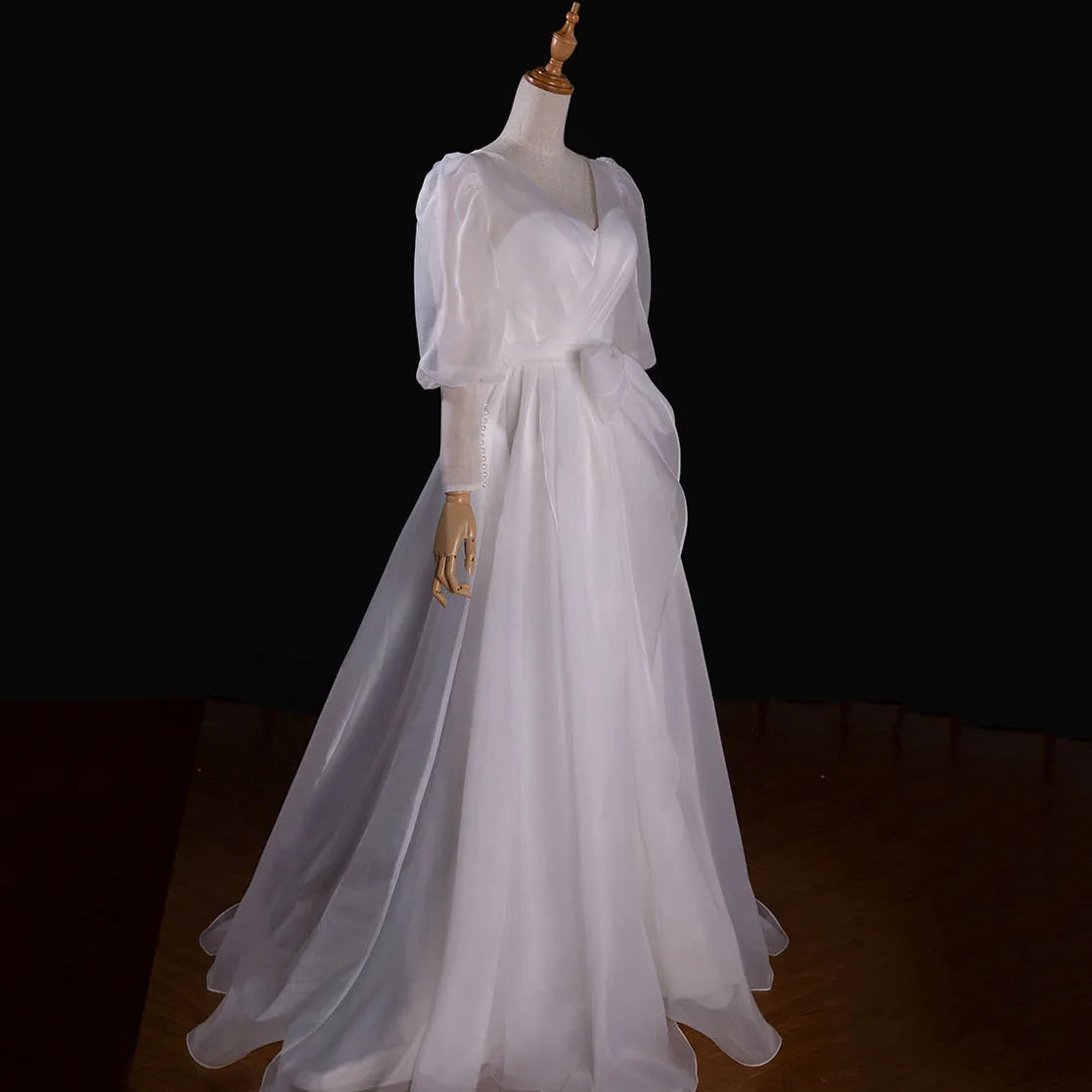 Vestidos de novia blancos de lujo franceses para novia, vestido largo elegante y Sexy para fiesta de graduación, vestidos de mujer con tirantes finos de 2 maneras