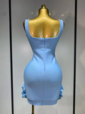 Women Sexy Square Collar Sparkly Rhinestone Bodycon Mini Bandage Dress Celebrate Evening Party Elegant Luxury Birthday Dress