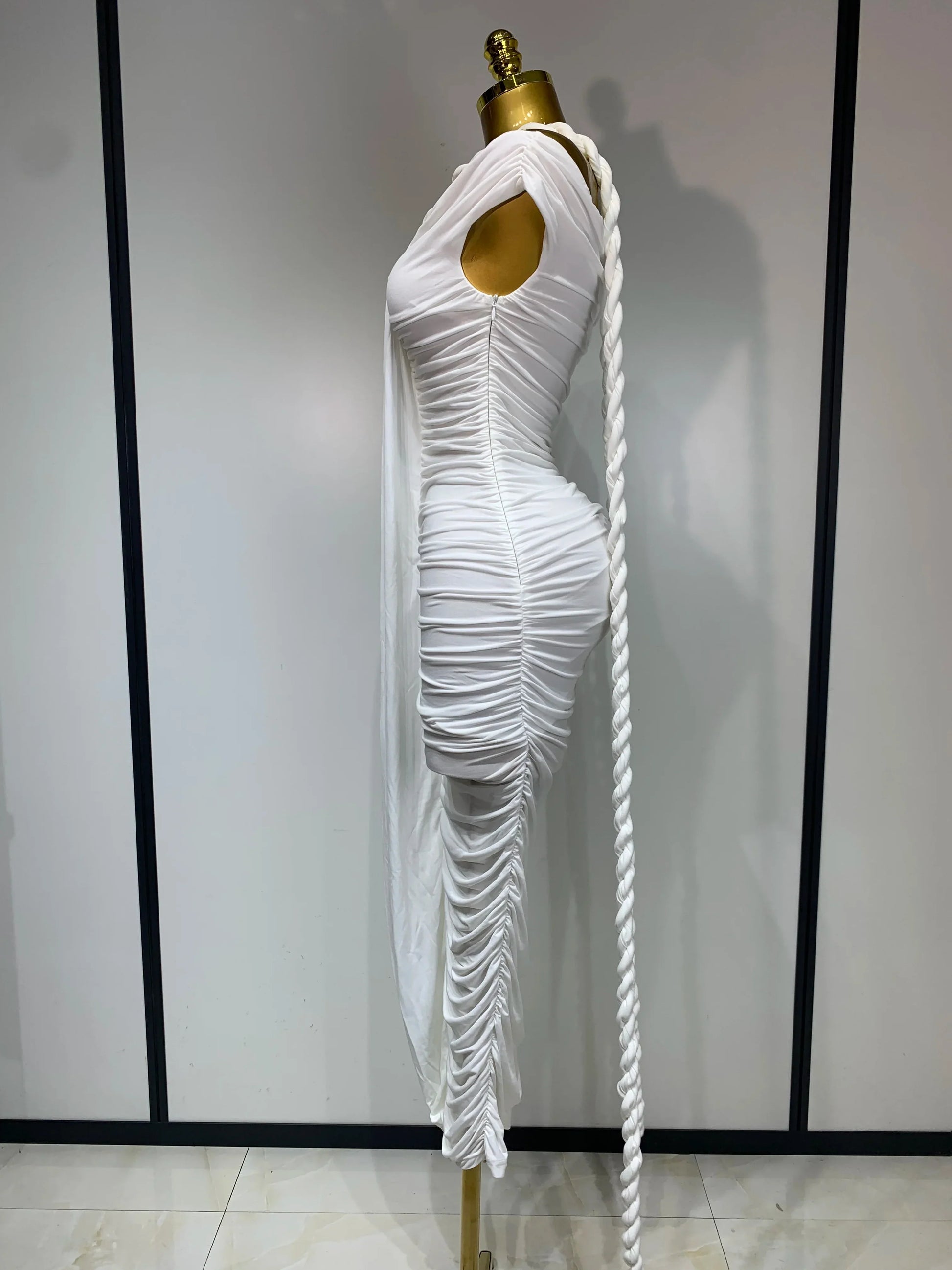 White Women Sexy Off Shoulder Bodycon Mesh Long Dress Nightclub Party Evening Fashion Birthday Dress Vestido