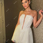Glänzende A-Linie-Mini-Hochzeitsfeier-Kleider trägerlose Spitze sexy kurze Brautkleider Cocktail Abendkleider für Frauen Israel