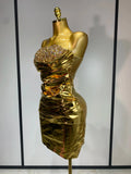 Sparkly Rhinestone Sexy Strapless Bodycon Mini Dress Women Luxury Birthday Evening Party Celebrate Performance Stage Costume