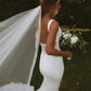 Deep V-Neck Sleeveless Lace Mermaid Wedding Dress Open Back High Side Slit Floor Length Bridal Gown Custom Made
